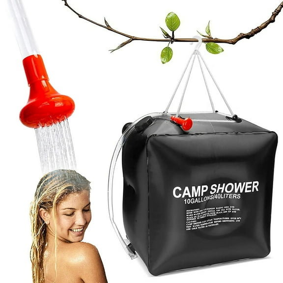 Camping Shower Bag, Solar Heating Portable Shower Bag 40L/10 Gallon Camp Shower Removable Hose & Switchable Shower Head