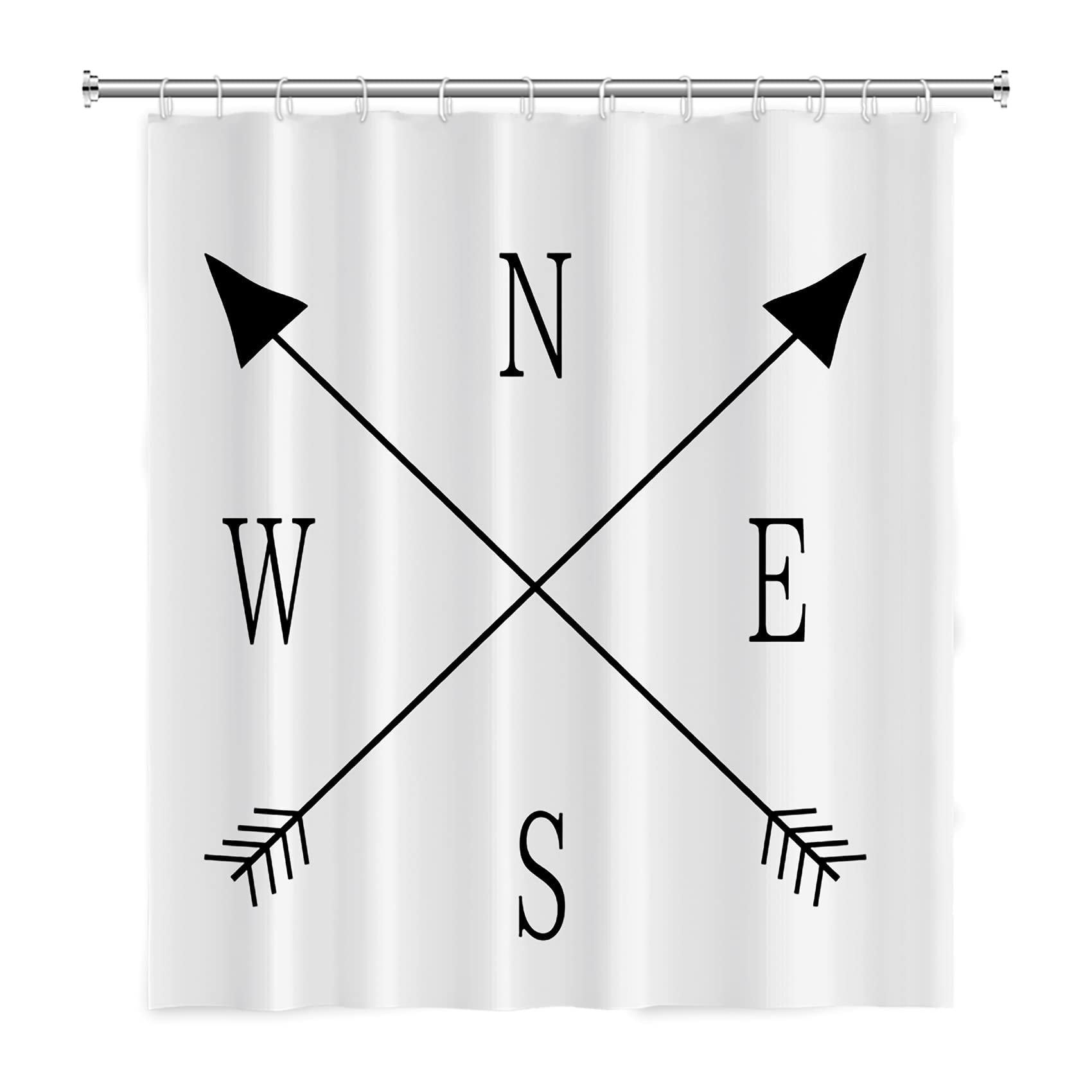 Camping Shower Curtain for Camper Trailer Camping Bathroom Compass and