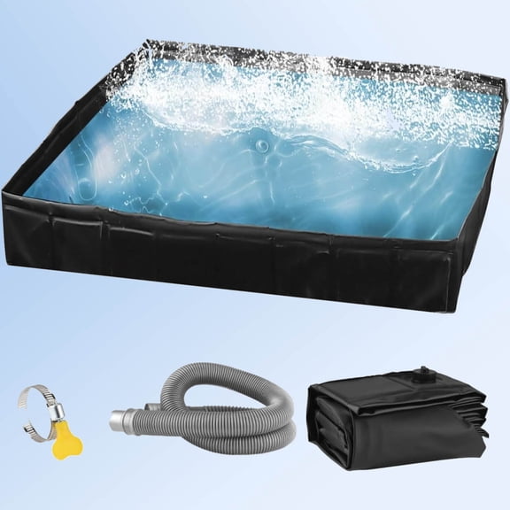 Camping Shower Pan, Portable Shower Tray with Mesh Organizer, Foldable Shower Base & Floor with Removable Drain Pipe, Suitable for Camping, RV, Outdoor, Indoor