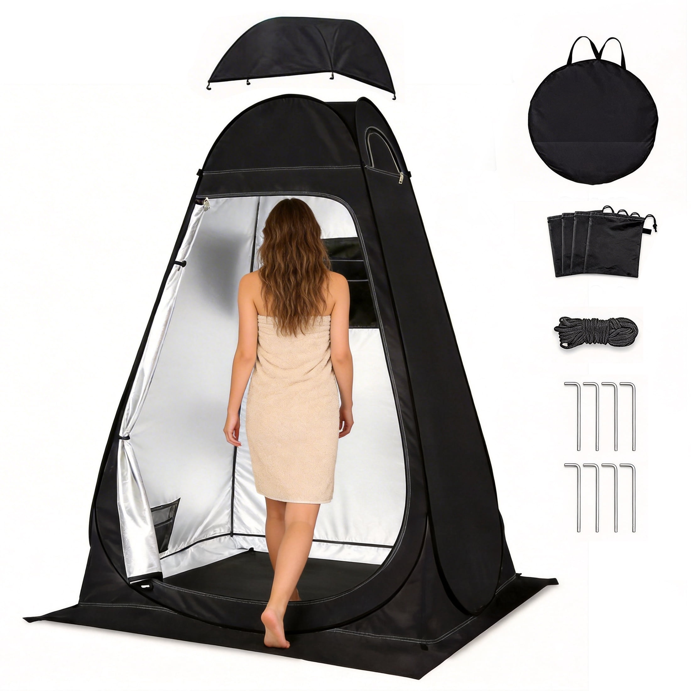 Camping Shower Tent, Outdoor Pop Up Changing Tent, Portable Bathroom Toilet Tent Privacy Tent with Portable Bag for Camping, Beach, Hiking, Travelling