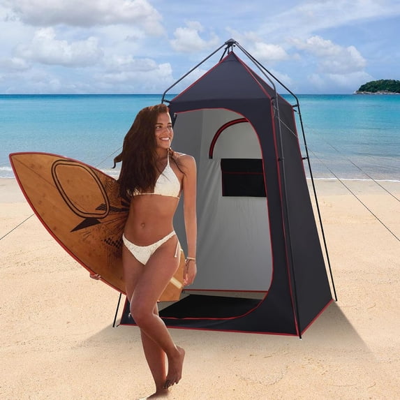 Camping Shower Tent, Portable Outdoor Privacy Shelter with Floor & UPF 50+, Easy-Setup Toilet Tent for Hiking Fishing Beach