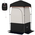 thumbnail image 1 of Camping Shower Tent, Portable Privacy Shelter with Solar Shower Bag, Removable Floor and Carrying Bag, Black, 1 of 11