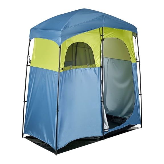 Camping Shower Tent, Portable Privacy Tent 2 Room, Outdoor Changing Room with Shower Bag, Stakes & Poles