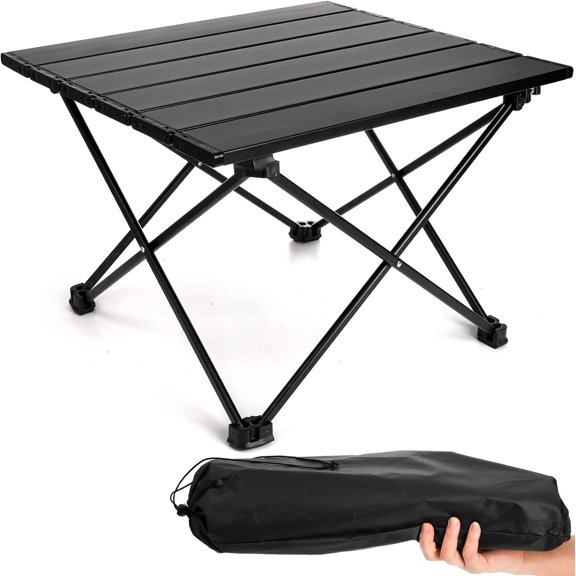 Camping Side Table, Portable Folding Beach Small Aluminum Picnic Backpacking Table for Outdoor Cooking, BBQ, Hiking, Boat, Travel, 15.5''L x 13.8''W 11.4''H