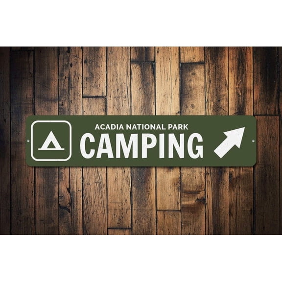 Camping Sign Custom Camper Tent Arrow National Park Location Name Gift Park Recreation Decor - Camp Signs - Size: 16 x 4 Inches