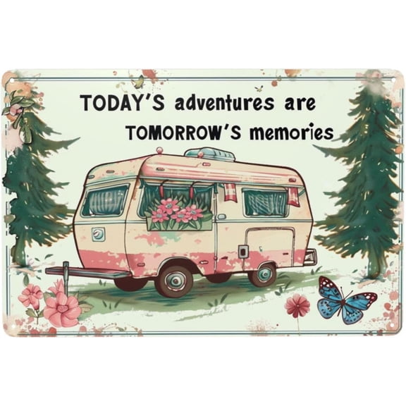 Camping Signs Decor Camper Decor Tin Sign Happy Camper Camping Decor, Camper Decor for Inside Rv Decor Camping Signs, Metal Camp Decor Rustic Camping Signs 8 x 12 inches