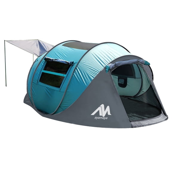 Camping with Skylight, Waterproof Family Tent with Removable Rainfly Automatic Setup in Second, 2 Doors & Side Windows 3-4 People Instant Easy Popup Beach Tent