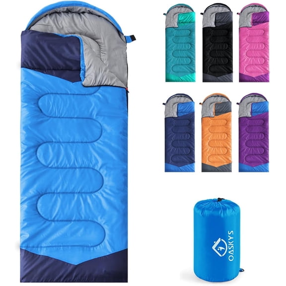 Camping Sleeping Bag - 3 Season Warm & Cool Weather Summer Spring Fall Lightweight Waterproof for Adults Kids Gear Equipment, Traveling, and Outdoors