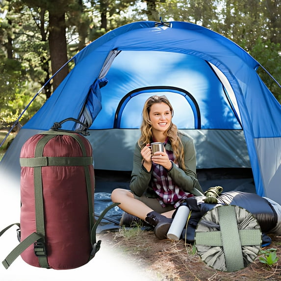 Camping Sleeping Bag Storage Sack - Waterproof Compression Bag for Hammocks/Blankets | Ultralight Organizer with Drawstring | 3 Colors (18x38cm)