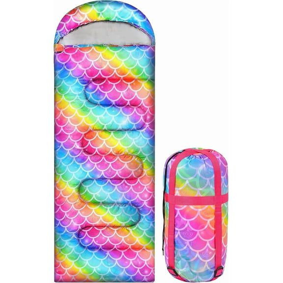 Camping Sleeping Bag for Kids Girls Boys,3 Season Warm Sleeping Bag Waterproof Portable for Outdoors Traveling,Camping