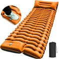 thumbnail image 1 of Camping Sleeping Mat, Ultralight Camping Pad with Pillow, Integrated Foot Pump Inflatable Sleeping Mat, Compact Size for Camping, Backpacking, Hiking - Orange, Single, 1 of 16