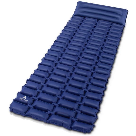 Camping Sleeping Pad, 28" Wide Camping Mattress With Pillow, Inflatable Backpacking Mat