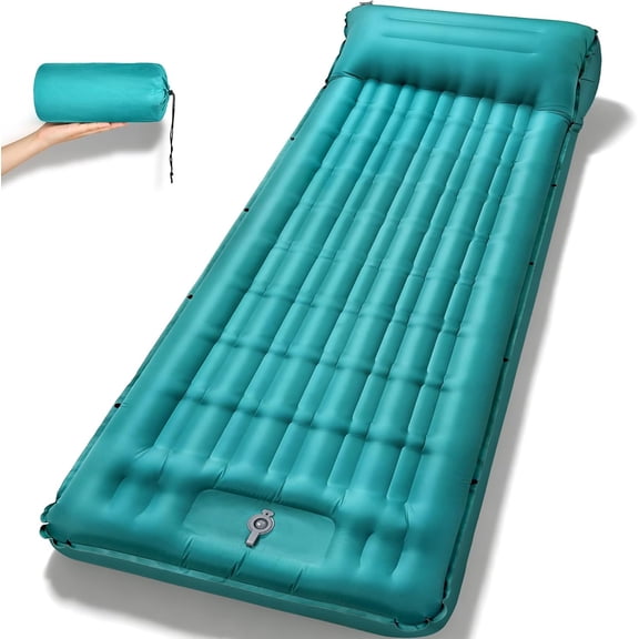 Camping Sleeping Pad, 4.7 Inch Thick Inflatable Mat with 8 Pillow, Built-in Foot Pump, Ultralight Compact Self Inflating Pad for Backpacking Hiking Travel Tent