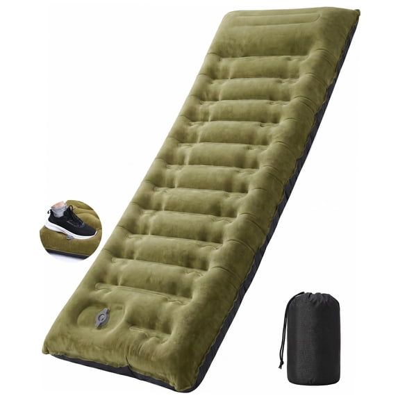 Camping Sleeping Pad, 6" Thick Camping Mattress Pad, 4.5 R-Value Sleeping Mat with Built-in Pillow and Foot Pump, Portable Compact Sleeping Pad for Backpacking Hiking Car Traveling Tent