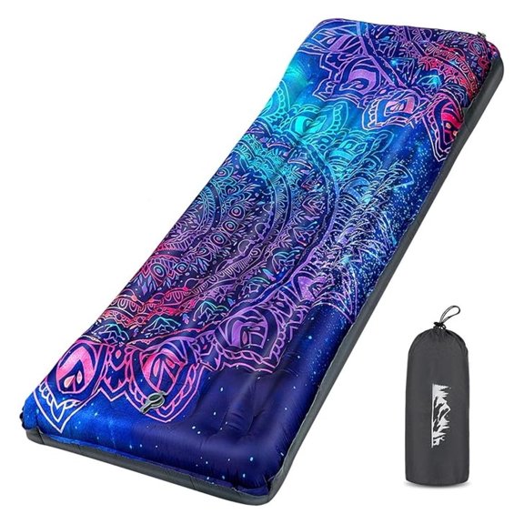 Camping Sleeping Pad Extra Thick 5 Inch Inflatable Air Mattress with Pillow, Built-in Foot Pump, Portable Lightweight Camping Mat for Backpacking, Hiking, Tent