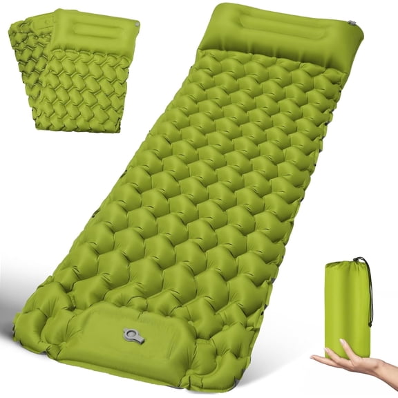 Camping Sleeping Pad Extra Thick Durable Camping Inflatable Sofa Bed Outdoor Beach Mattress with Pillow for Backpacking Hiking Traveling,-Green
