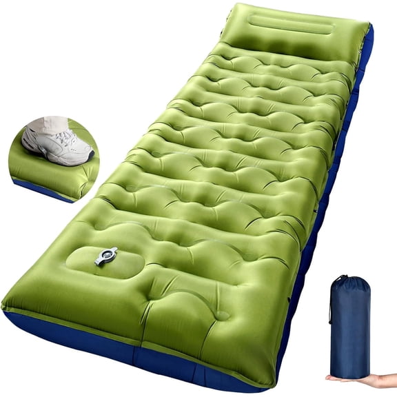 Camping Sleeping Pad,Extra Wide 6 inch Thick Inflatable Pads with Built-in Foot Pump and Pillow,Ultralight Mat Gear for Outdoor Hiking,Camping