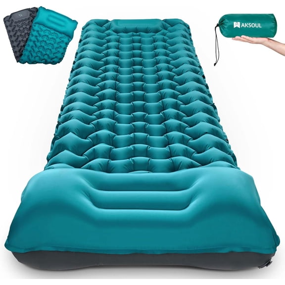 Camping Sleeping Pad with Pillow: Extra Thick 3.9 inch Ultralight Self Inflating Air Mat, Compact Lightweight Insulated Inflatable Sleep Mattress for Backpacking, Camp, Hiking, Tent