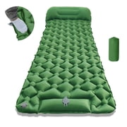 Camping Sleeping Pad, Ultralight Camp Pad with Pillow, Built-in Foot Pump, Inflatable Sleeping Pad, Compact Size for Camping, Backpacking, Hiking and Traveling