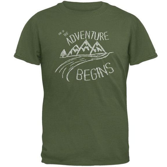 Camping So The Adventure Begins Mens T Shirt Military Green LG
