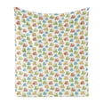 thumbnail image 1 of Camping Soft Flannel Fleece Blanket, Continuous Illustration of Colorful Tents with Floral Ornaments and Plants Around, Cozy Plush for Indoor and Outdoor Use, 60" x 80", Multicolor, by Ambesonne, 1 of 5