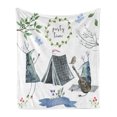 thumbnail image 1 of Camping Soft Flannel Fleece Blanket, Reindeer Playing Guitar by the Tent Party Time Birds Singing Butterfly Watercolour, Cozy Plush for Indoor and Outdoor Use, 50" x 60", Multicolor, by Ambesonne, 1 of 5