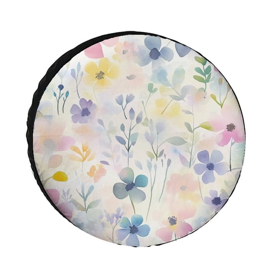 Camping Spare Tire Cover 15inch Spring Summer Floral Waterproof Polyester Wheel Protectors Wheel Covers Spring Floral Universal Fit for Trailer SUV Truck Camper Travel Trailers