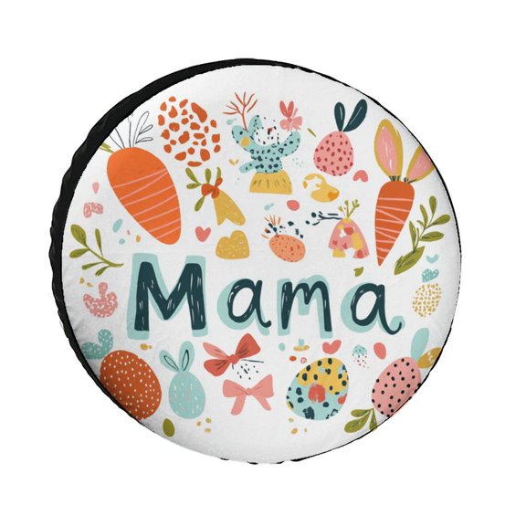 Camping Spare Tire Cover Easter Mama Wheel Protectors Weatherproof Wheel Covers Holiday Easter Decorations Tire Cover Universal Fit for Trailers SUV Truck Camper Travel 12inch