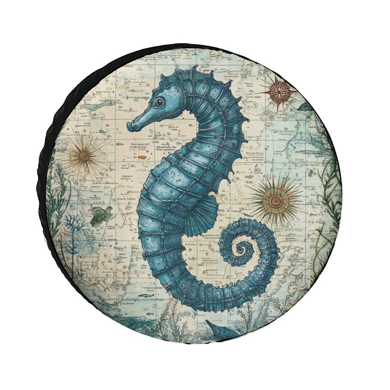 Camping Spare Tire Cover Ocean Coastal Seahorse Waterproof Sun ...