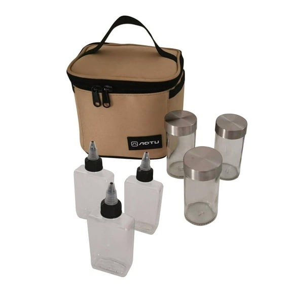Camping Spice Shaker Jars Seasoning Dispenser Set, with Bag Portable Outdoor, Bottle, Pot Organizer for Dry Traveling Picnic Hiking
