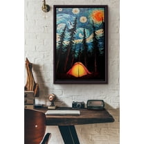 Camping Starry Night Van Gogh Poster Framed Matte Poster 11 x 17 Inch Poster