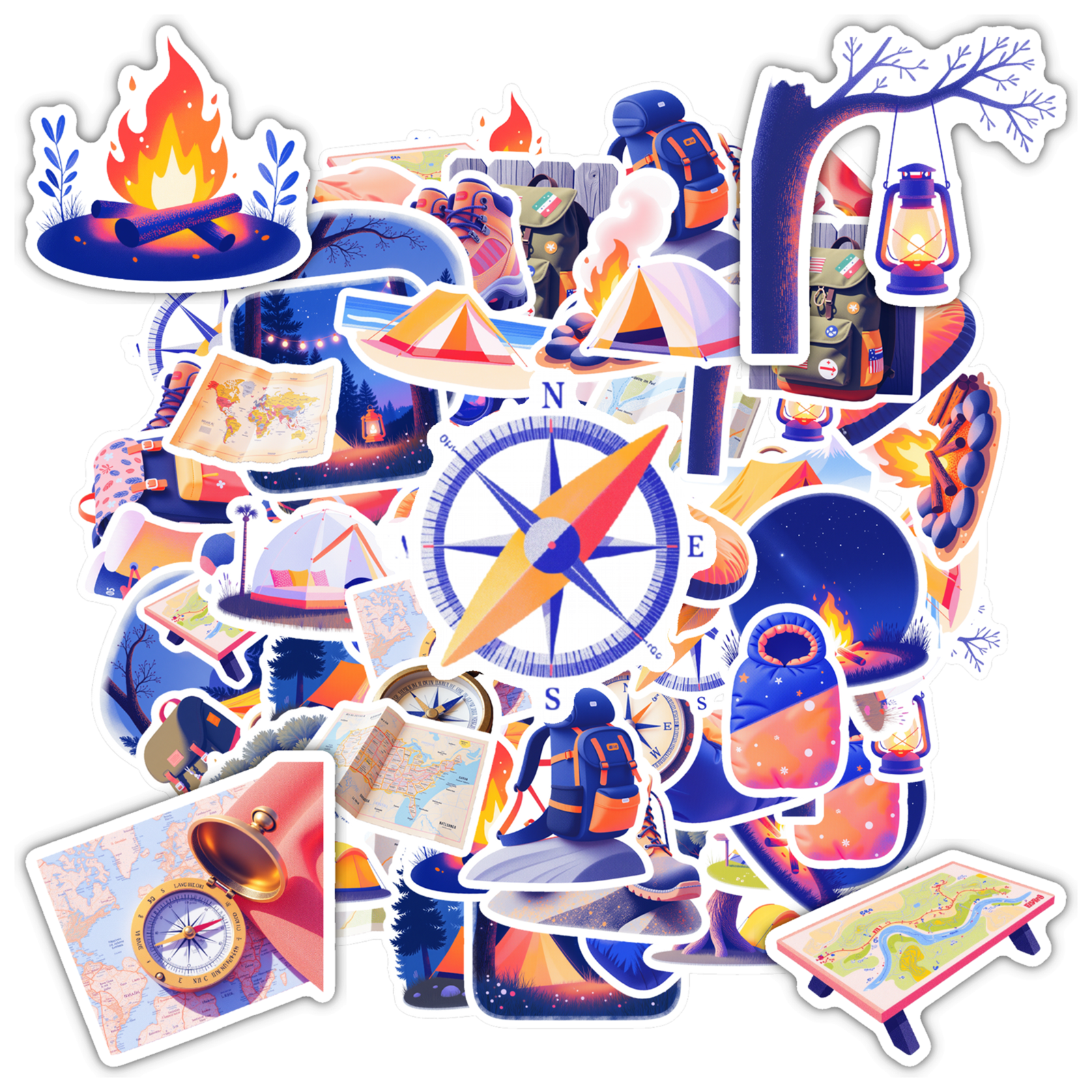 Camping Stickers Outdoor Adventure Hiking Kids Stickers Toy for Phone ...
