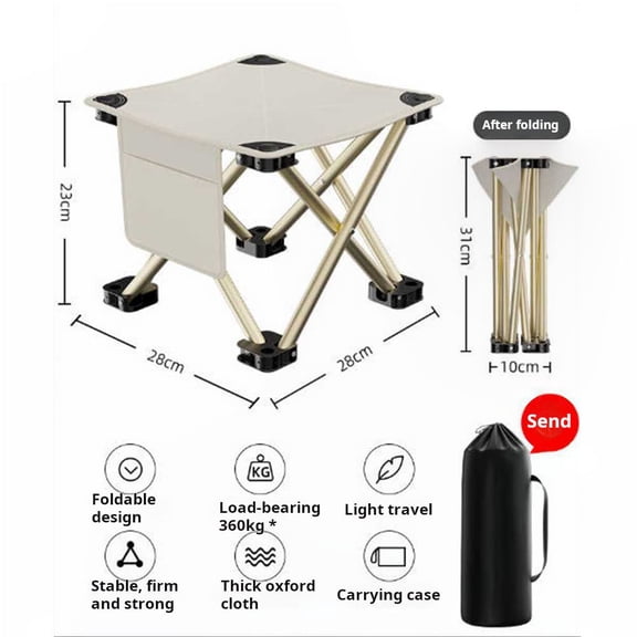 Camping Stool,Portable Folding Compact Lightweight Stool Seat for Camping Fishing Hiking Gardening Outdoor Walking Backpacking Travelling and Beach(with Carry Bag) beige