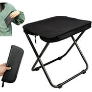 Camping Stool, Portable Folding Stool, Aluminum Ultralight Backpacking Stool Suitable for Fishing, Hiking, BBQ, Outdoor Events (Black)