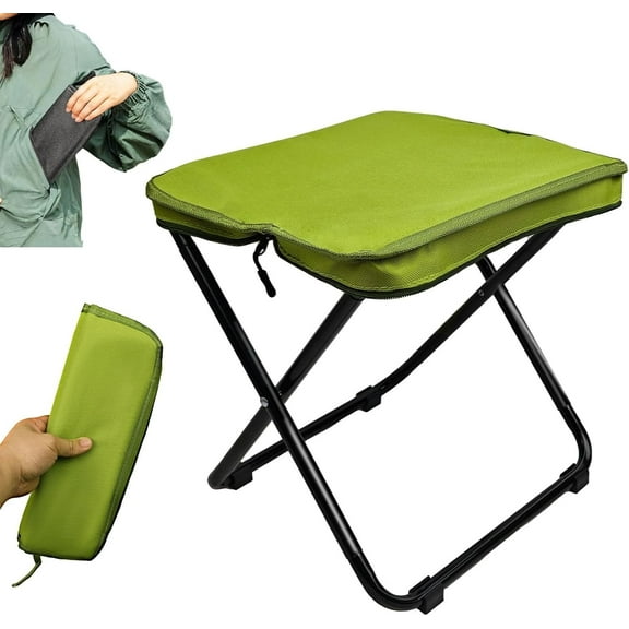 Camping Stool, Portable Folding Stool, Aluminum Ultralight Backpacking Stool Suitable for Fishing, Hiking, BBQ, Outdoor Events (Green)