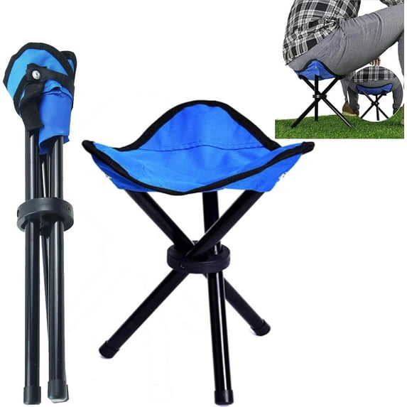 Camping Stool, Portable Tripod Seat, Travel Folding Camping Stool Max Weight 300 lbs for Camping Party Hunting Hiking Fishing Picnic Golf Outdoor Gardening and Travel Beach(Blue)