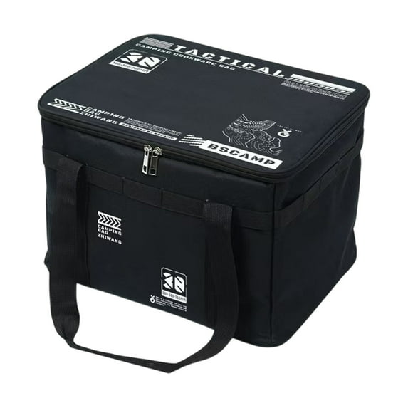 Camping Storage Bag, Utility Tote Bag, with Dividers and Hook, Oxford Fabric, Collapsible Camping Cookware Organizer, Trunk Organizer