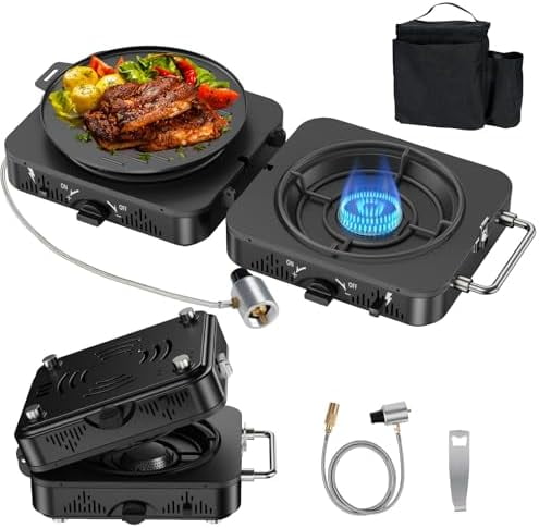 AFFLUENT 2 Burner Propane Camping Stove With Grill And Storage Bag- A Must - Have