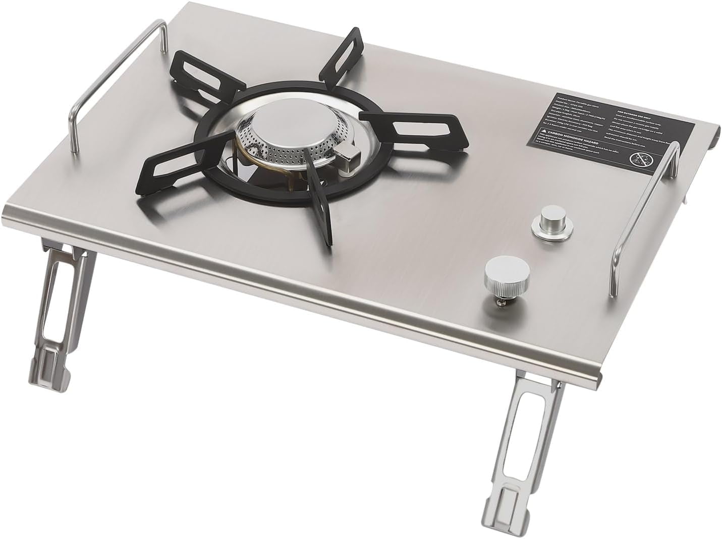 Portable Camp Stove Folding Single-Burner Gas Stove with Carrying Handle Electronic Ignition, for Outdoor Cooking RV Picnicking
