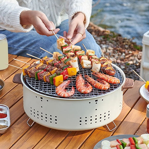 Camping Stove Portable Folding BBQ Grill Outdoor Cooking Set Multifunction Stove For Grilling Boiling Frying Stable Heat Easy Setup For Camping Backyard Picnic Hiking Outdoor Cooking Use