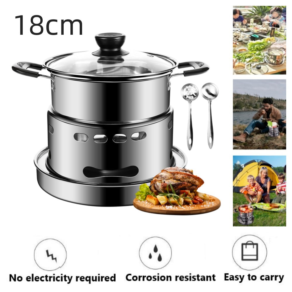 Camping Stove Pot Set Camping Alcohol Stove with Pot Portable Cooking