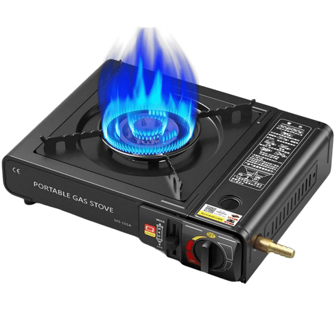 Portable Camping Stove, Black 1 Burner Butane Gas Stove, Tabletop Portable Butane Gas Camping Stove, Precise Heat Control, for Camping & Tailgating and Outdoor Cooking
