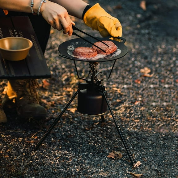 Camping Stove Stand, Backpacking Campfire Tripod with Upper Support, 10.2-14.2 Inch Height Adjustment