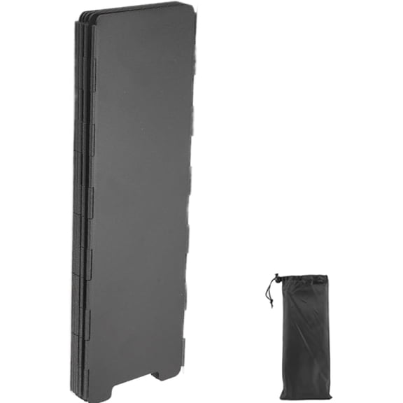 Camping Stove Wind Blocker, 10-Panel Foldable Aluminum Heat Reflector Shield, Portable Wind Deflector for Backpacking, Mountaineering, Cookout with Pouch(Black)