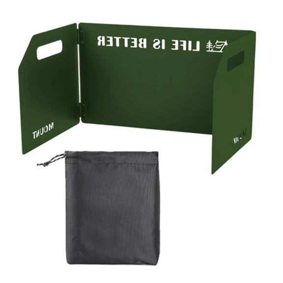 Camping Stove Windscreen - Heavy Duty Steel Wind Blocker for Gas & Butane Stoves - Folding Windshield with Drawstring Bag for Camping, Hiking, Backpacking & Outdoor Cooking