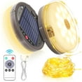 thumbnail image 1 of Camping String Light 4 in 1 Retractable 42ft Solar /USB Rechargeable 3600mAh Waterproof Hanging Outdoor Camping Lantern with 8 Lighting Modes, Portable Tent Lights for Hiking, Yard, RV (Warm Light), 1 of 5