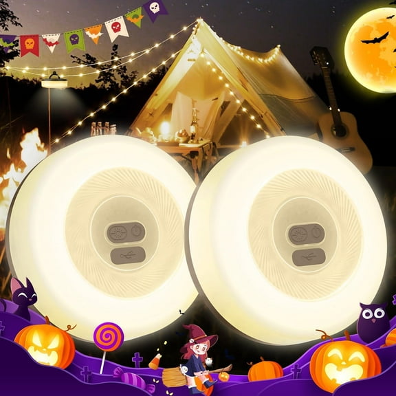 Camping String Lights (2-Pack): 33FT, 7 Modes, IPX4 Waterproof, Rechargeable LED, 25s Rapid Recovery for Outdoor Tent, Hiking, and Décor, Yellow