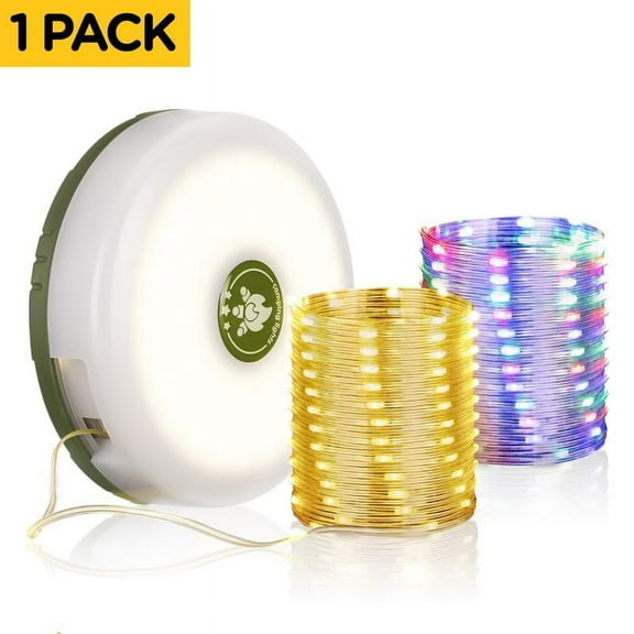 Camping String Lights, 4 in 1 Quick Storage 32.8FT Rechargeable Retractable String Lights with 8 Lighting Modes, Waterproof Emergency Light Outdoor Led Bulbs Lamp