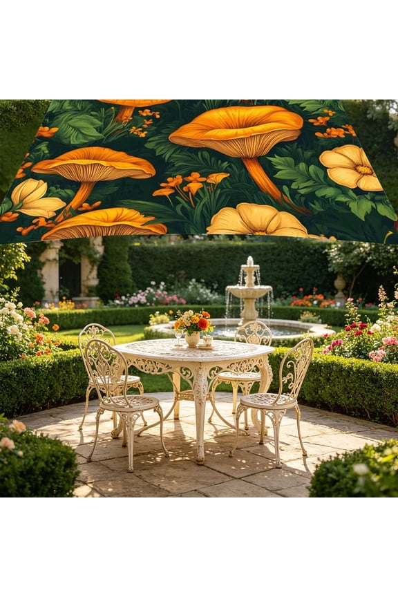 Camping Sunshade Tent Tarpaulin, Portable Outdoor Picnic Mat, Floral Print High Density Waterproof Shade, 185x185cm 1PC