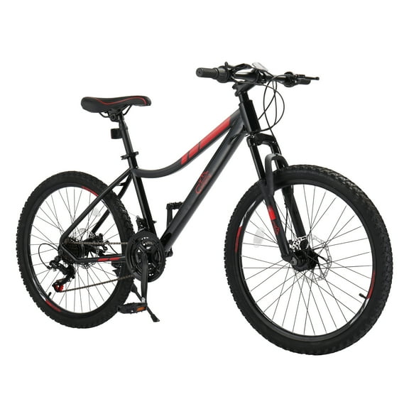 Ktaxon 24" Mountain Bike with Shimano 21 Speed, Disc Brakes, Black Red